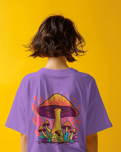 Oversized Women T-Shirts Mashroom Concept Back Print