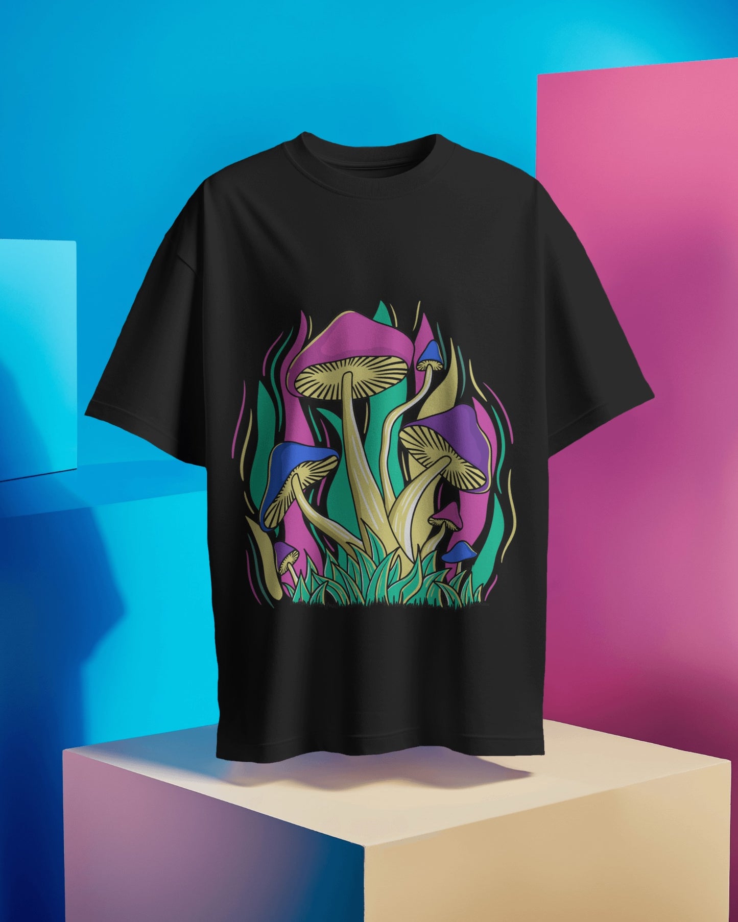 Oversized Women T-Shirts Mushroom Concept Front Print