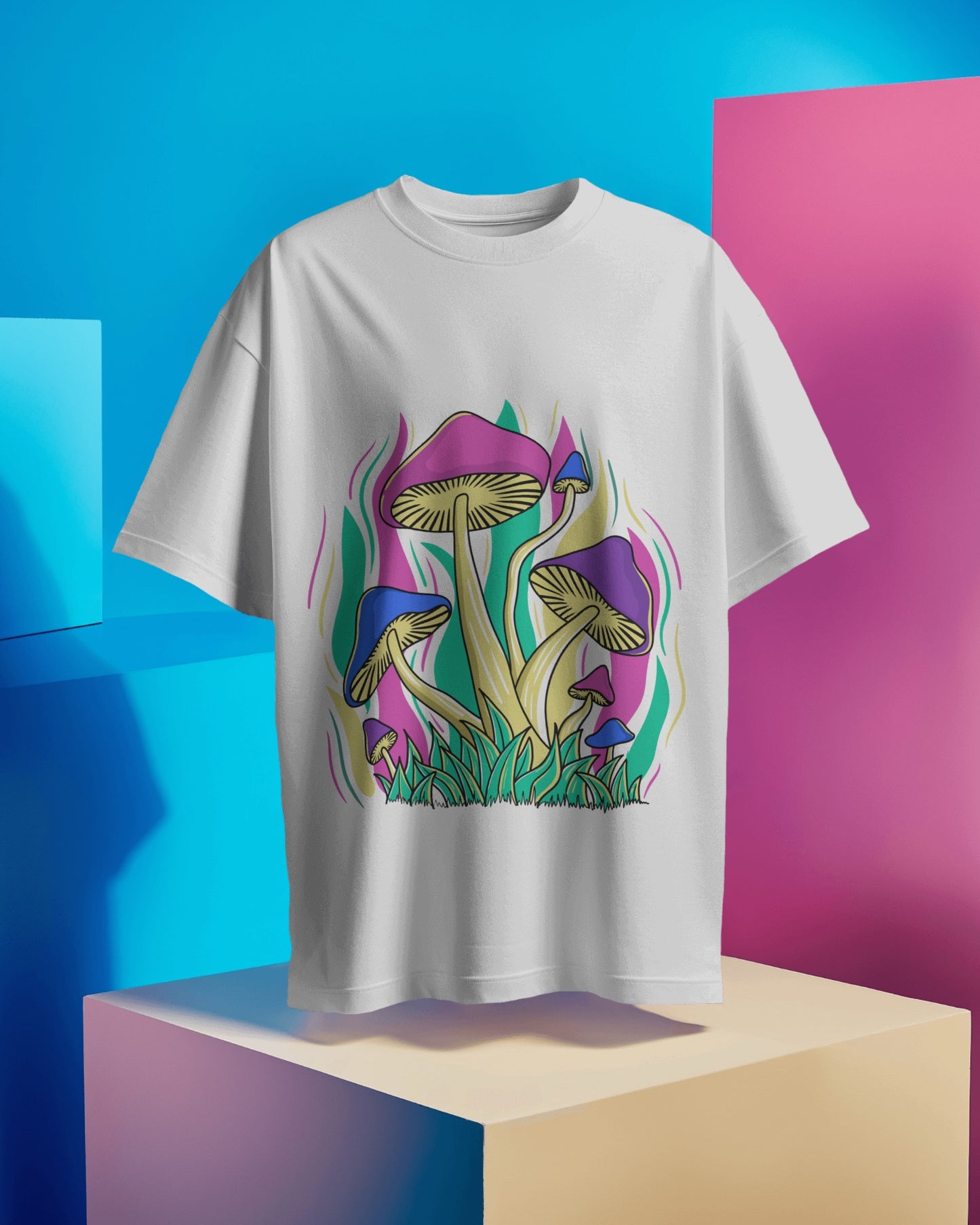 Oversized Women T-Shirts Mushroom Concept Front Print