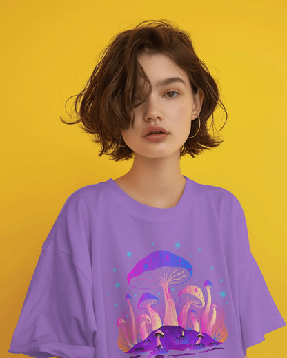 Oversized Women T-Shirts Mushroom Concept Front Print 4