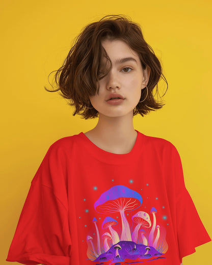 Oversized Women T-Shirts Mushroom Concept Front Print 4