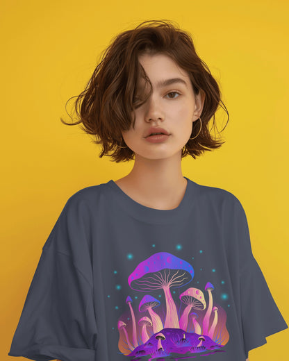 Oversized Women T-Shirts Mushroom Concept Front Print 4