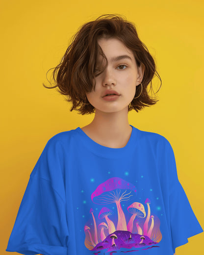 Oversized Women T-Shirts Mushroom Concept Front Print 4