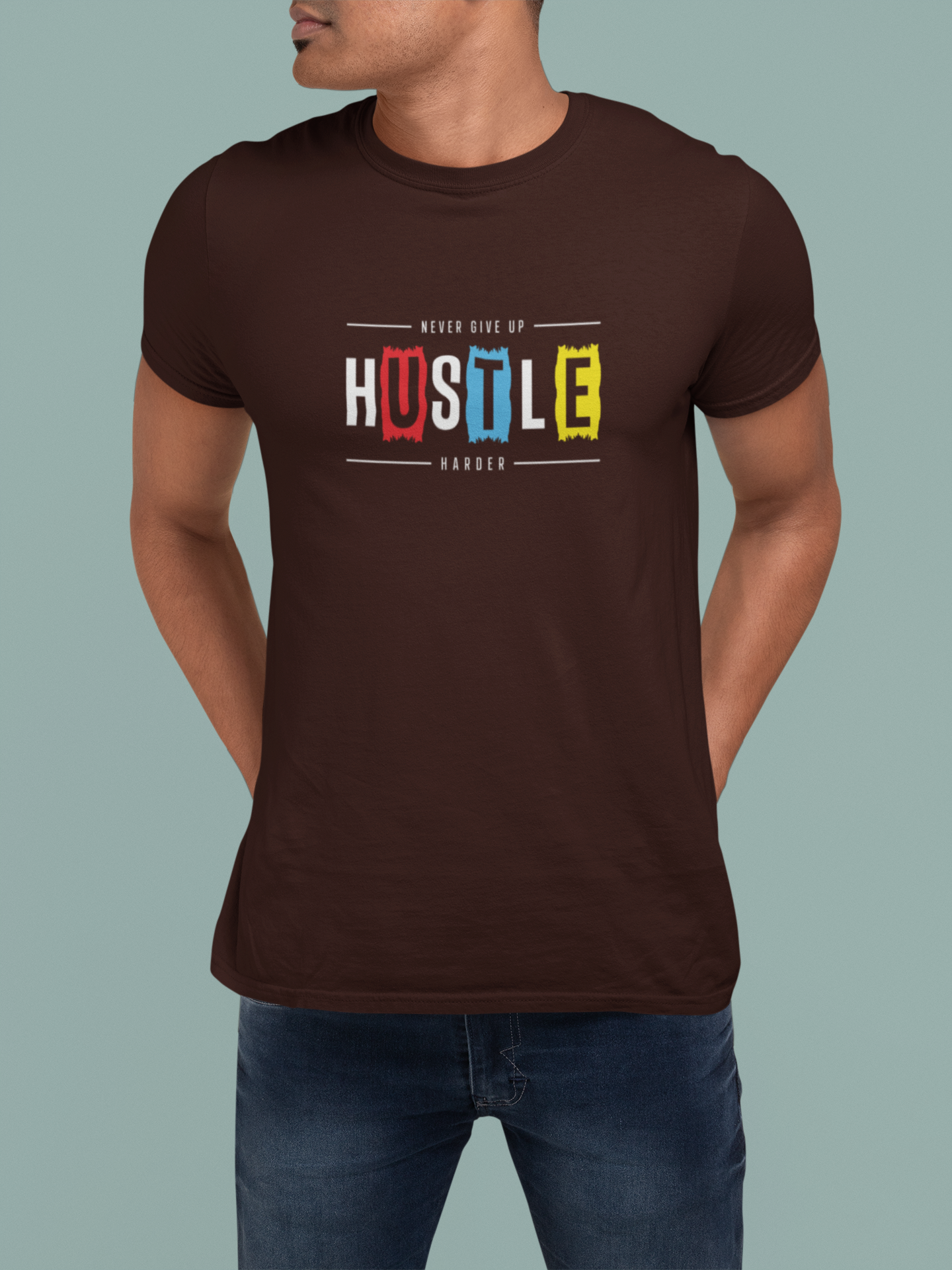 Regular Men T-Shirts Hustle Hard