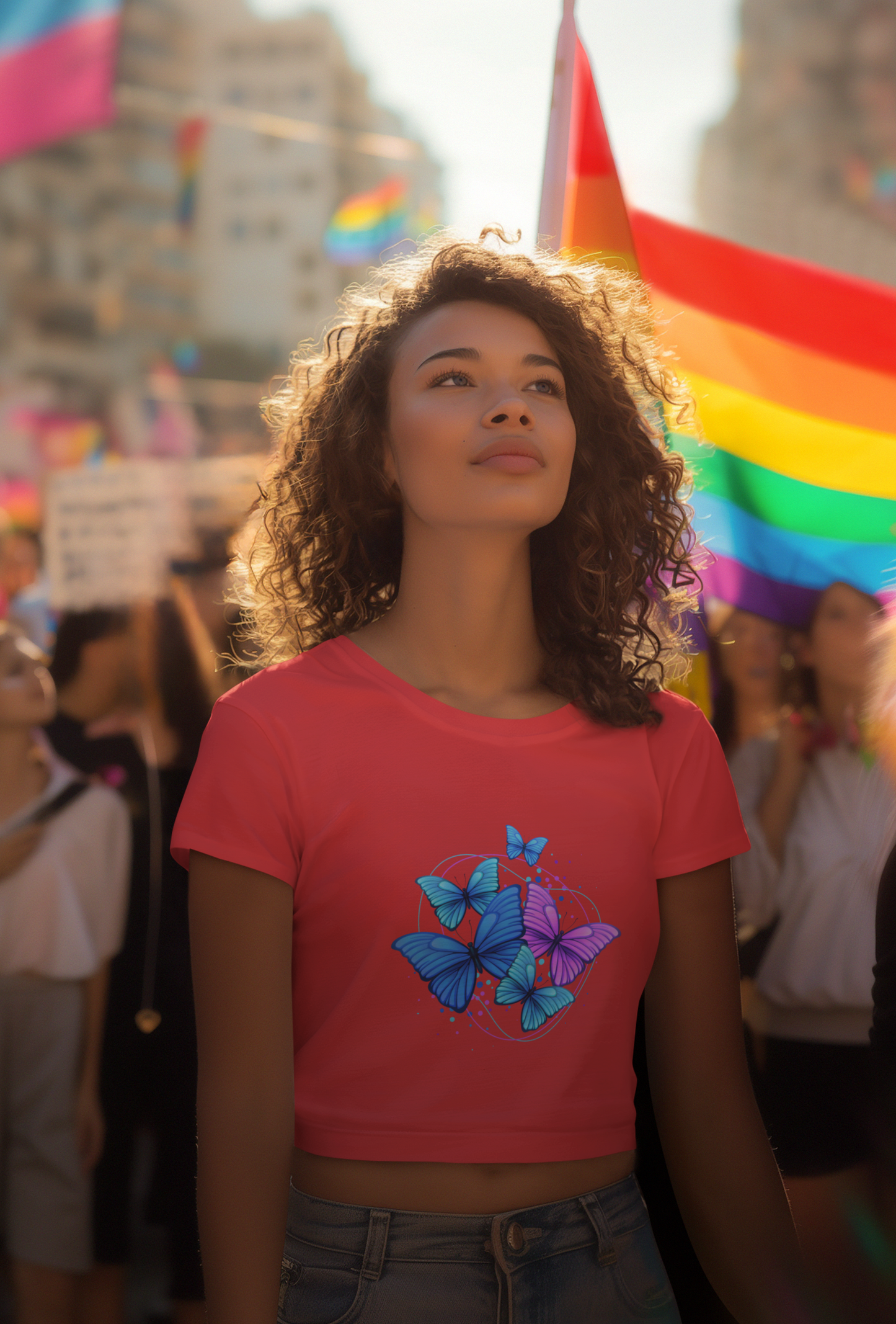 Crop Top Multiple Butterfly