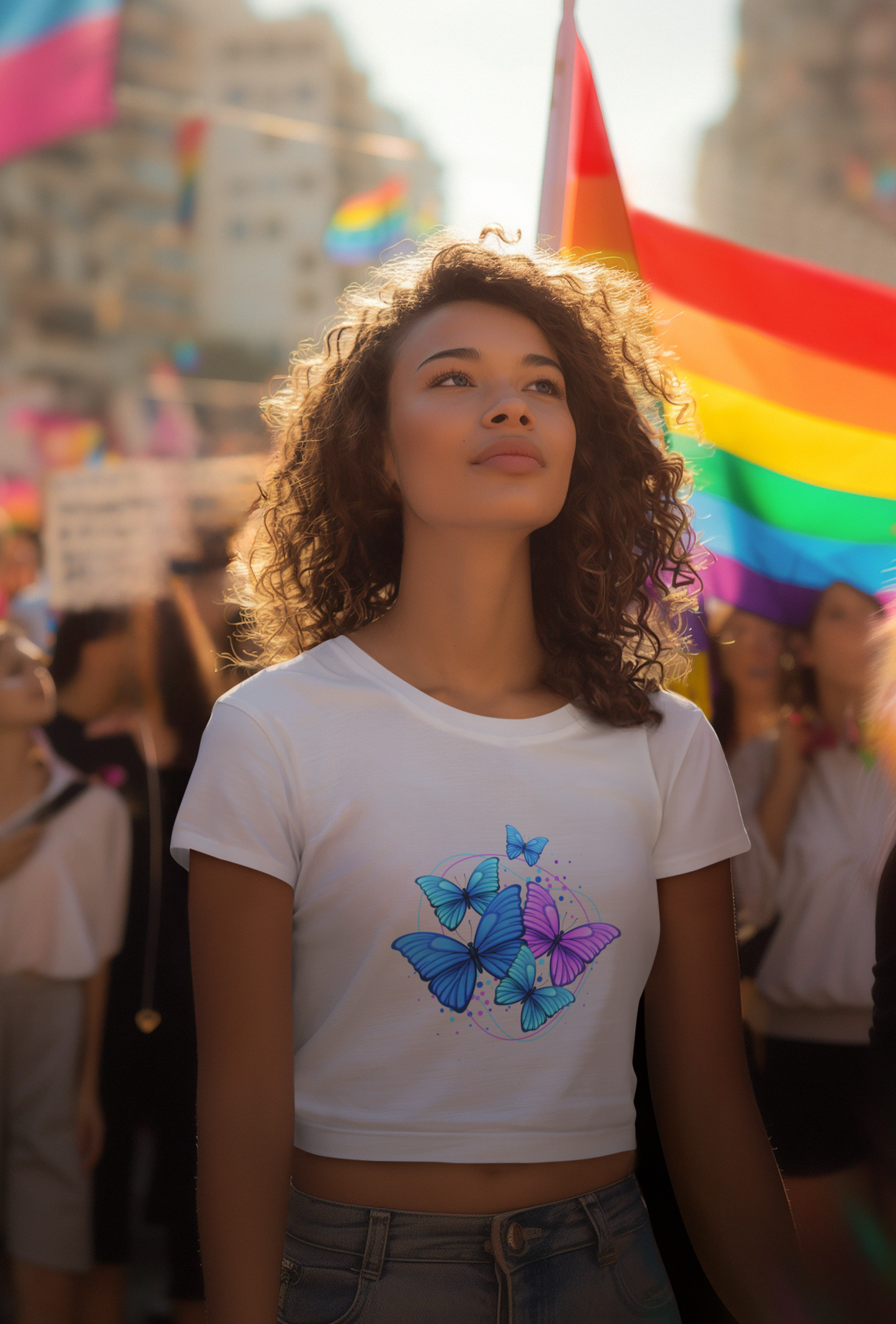 Crop Top Multiple Butterfly