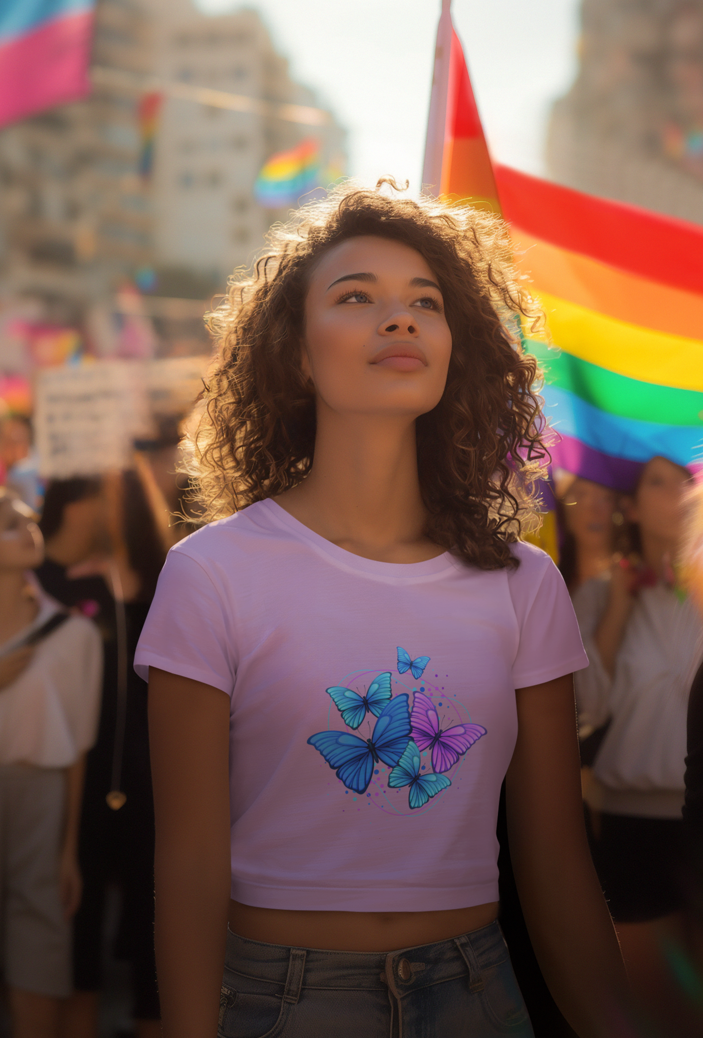 Crop Top Multiple Butterfly