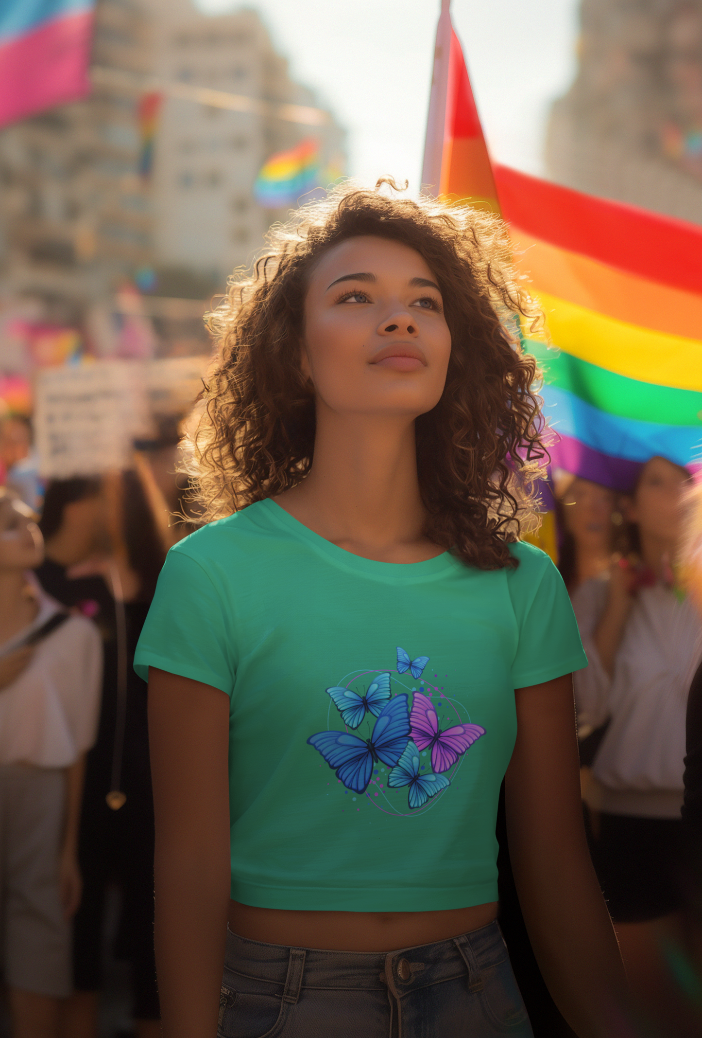 Crop Top Multiple Butterfly