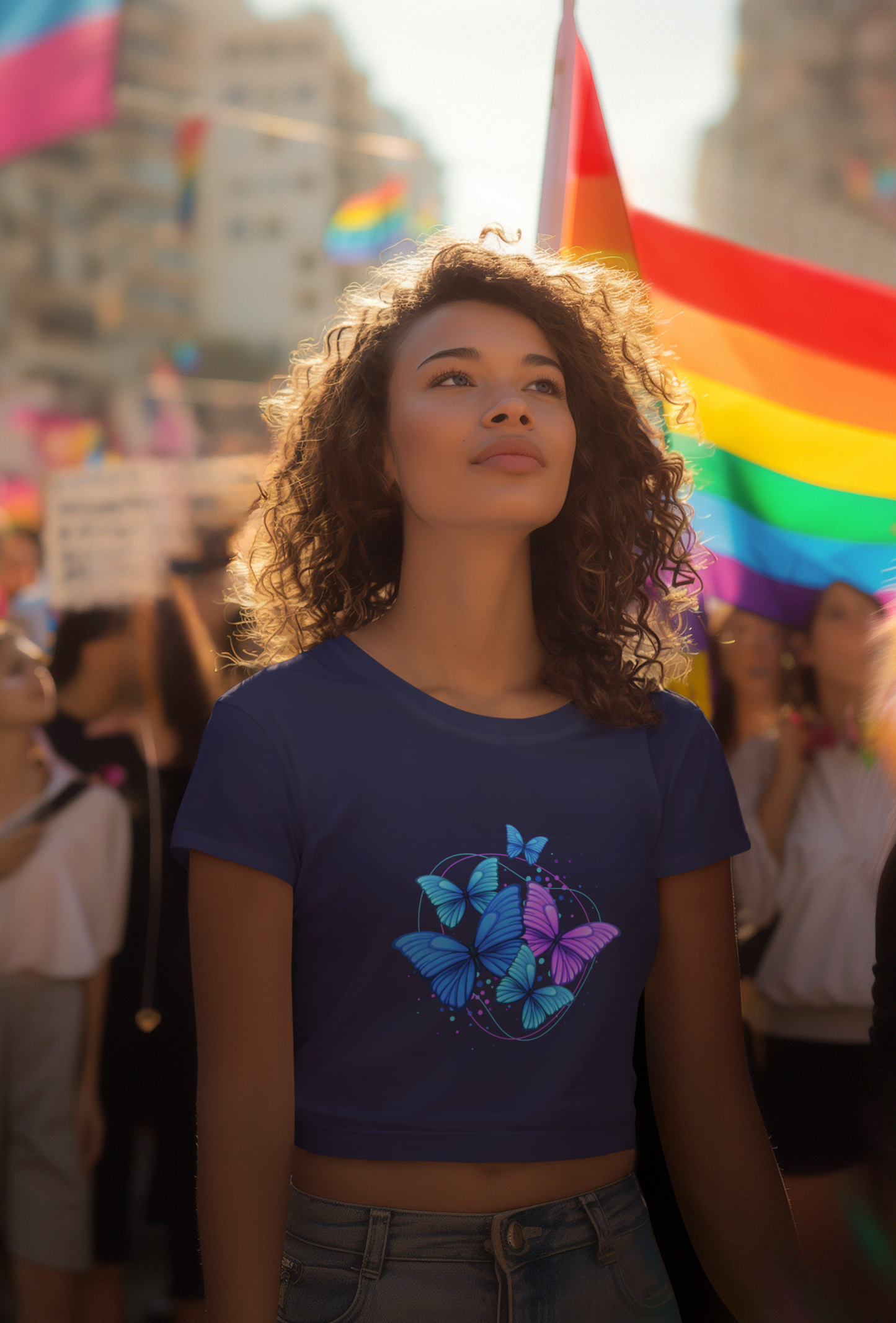 Crop Top Multiple Butterfly