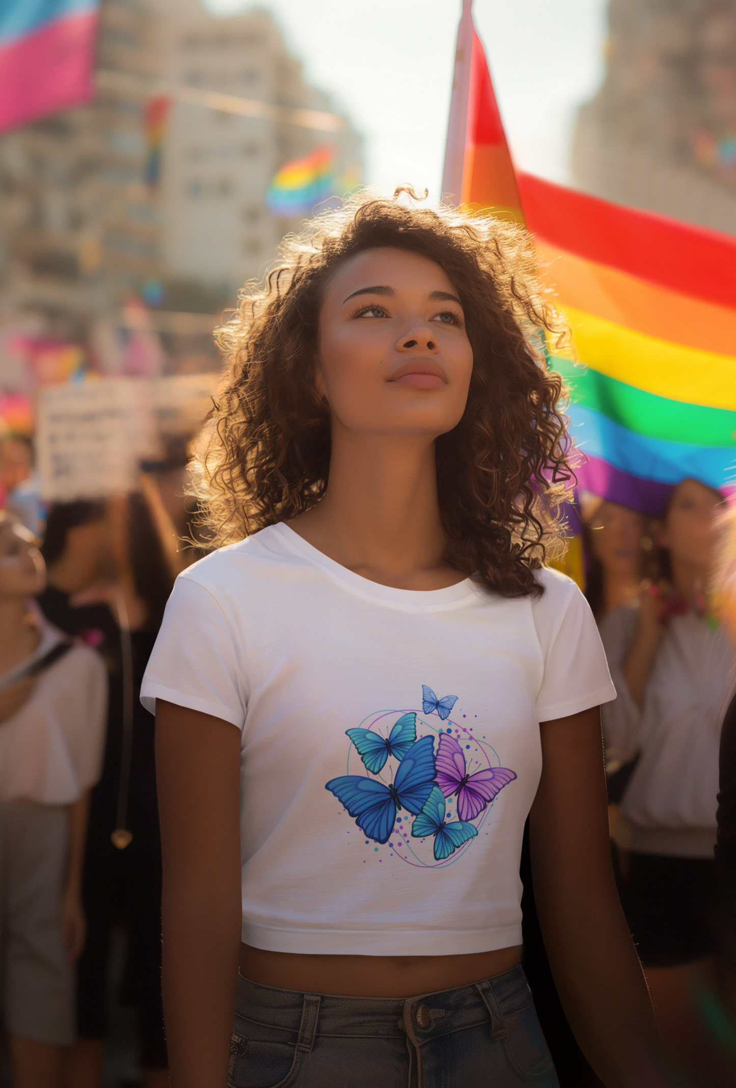 Crop Top Multiple Butterfly