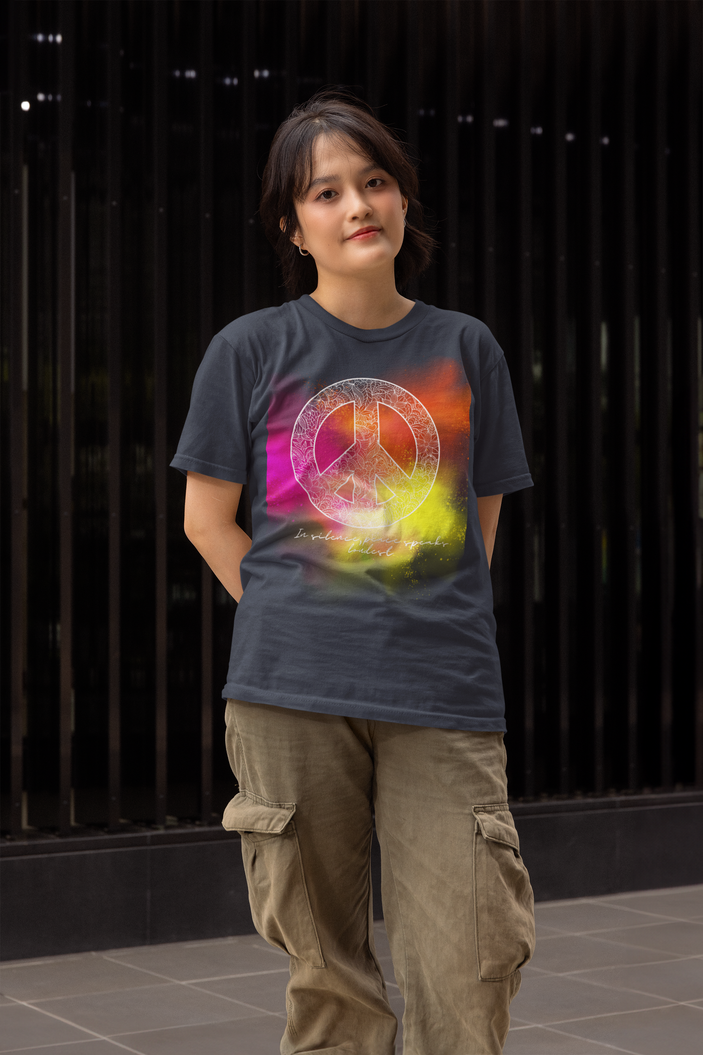 Regular Women T-Shirt Peace Speaks Loudest