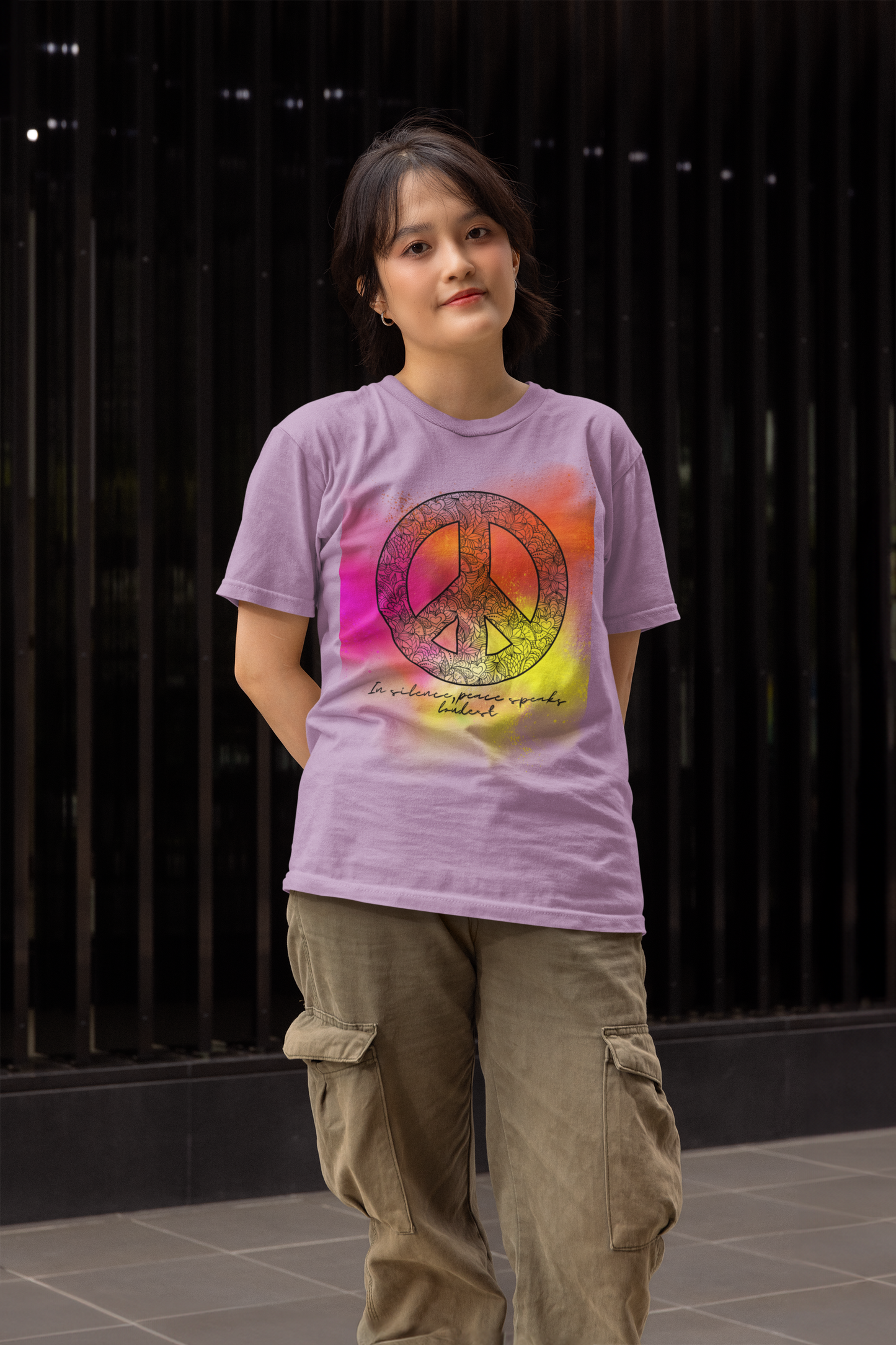 Regular Women T-Shirt Peace Speaks Loudest