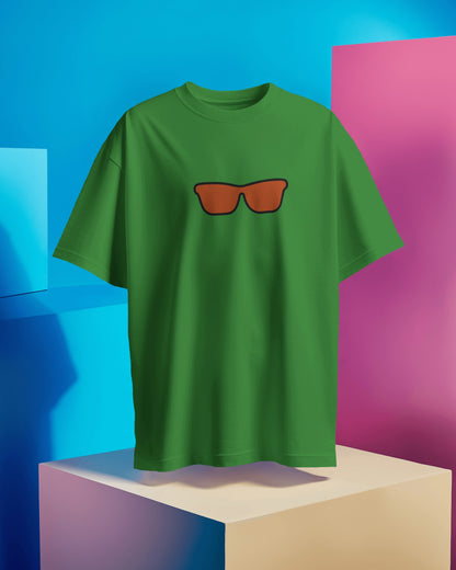 Oversized Women T-Shirts Mushroom Concept Back with Sunglass