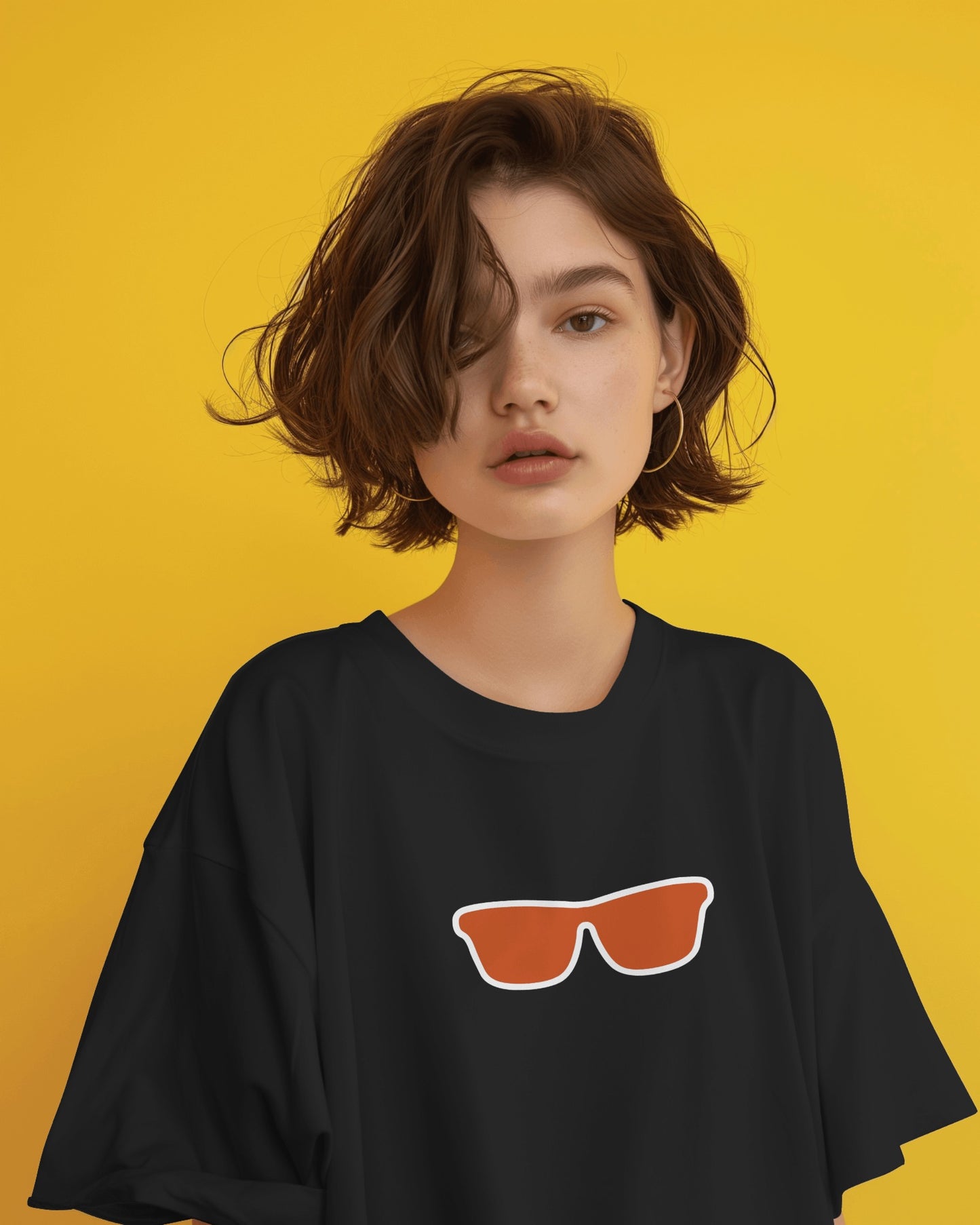 Oversized Women T-Shirts Mushroom Concept Back with Sunglass