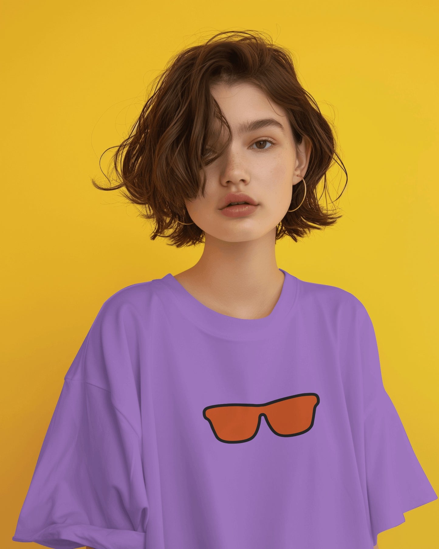 Oversized Women T-Shirts Mushroom Concept Back with Sunglass