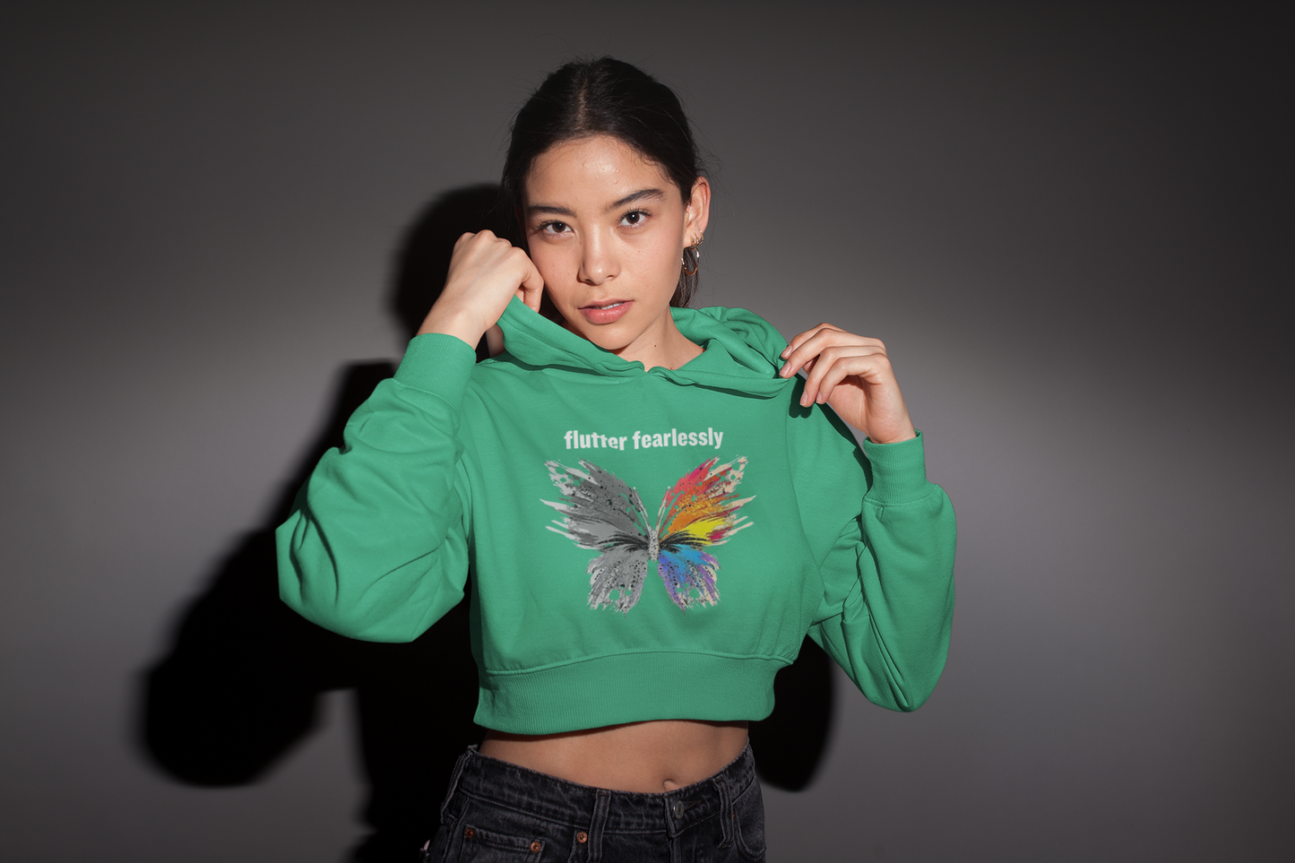 Crop Hoodie Flutter Fearlessly