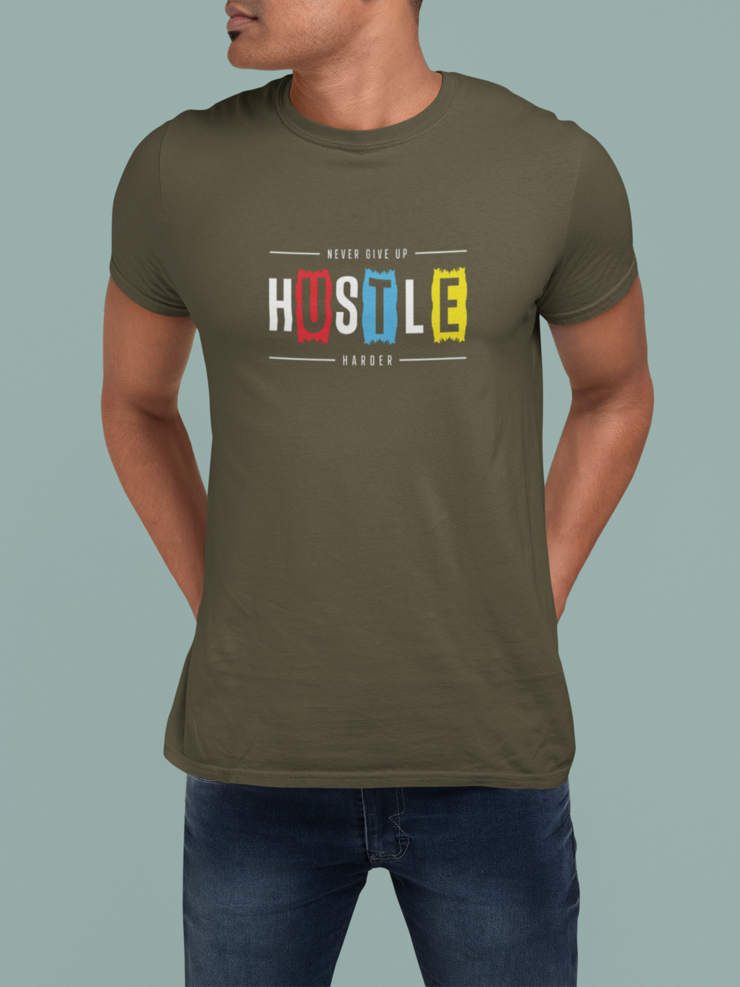 Regular Men T-Shirts Hustle Hard