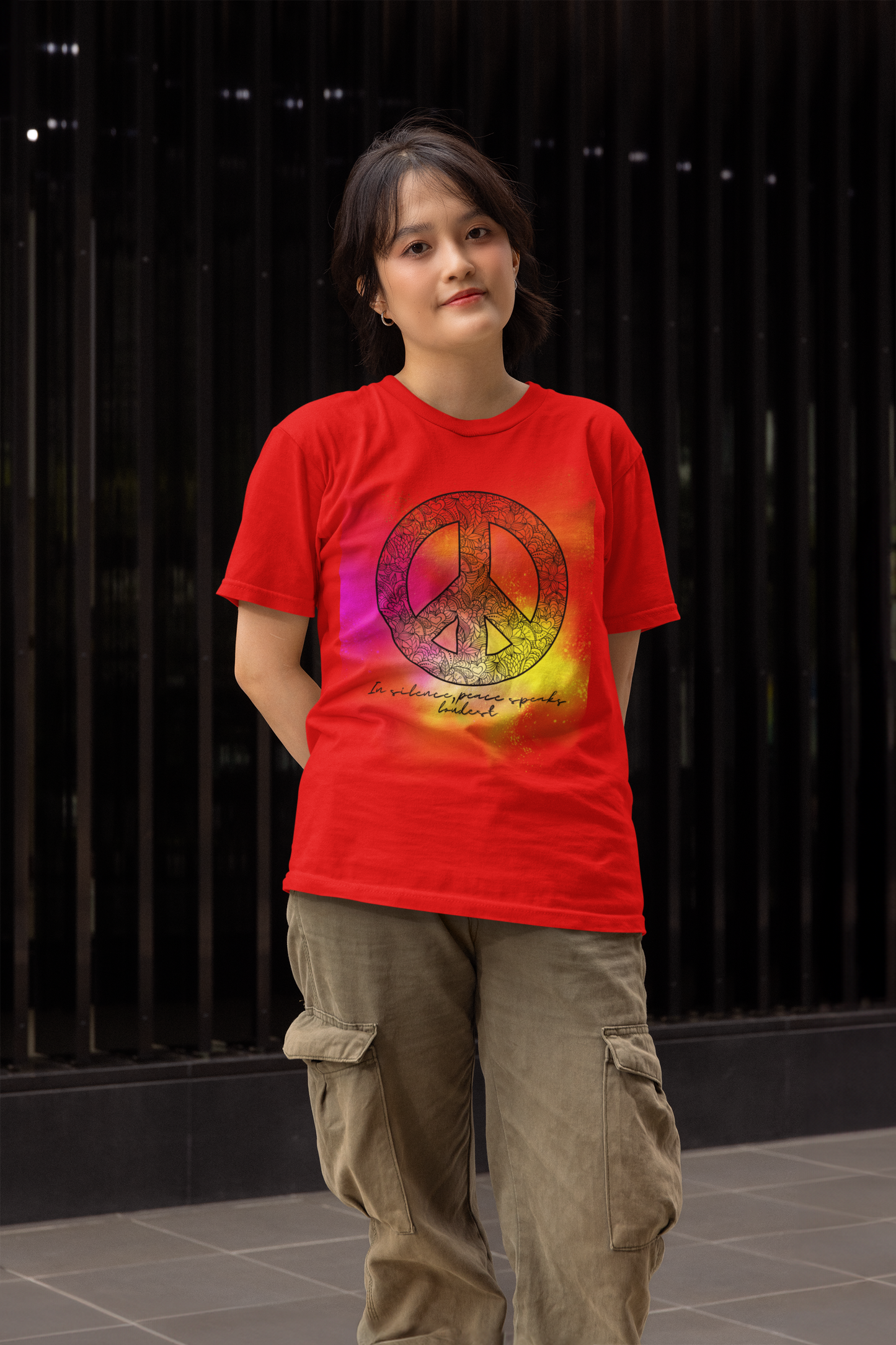 Regular Women T-Shirt Peace Speaks Loudest