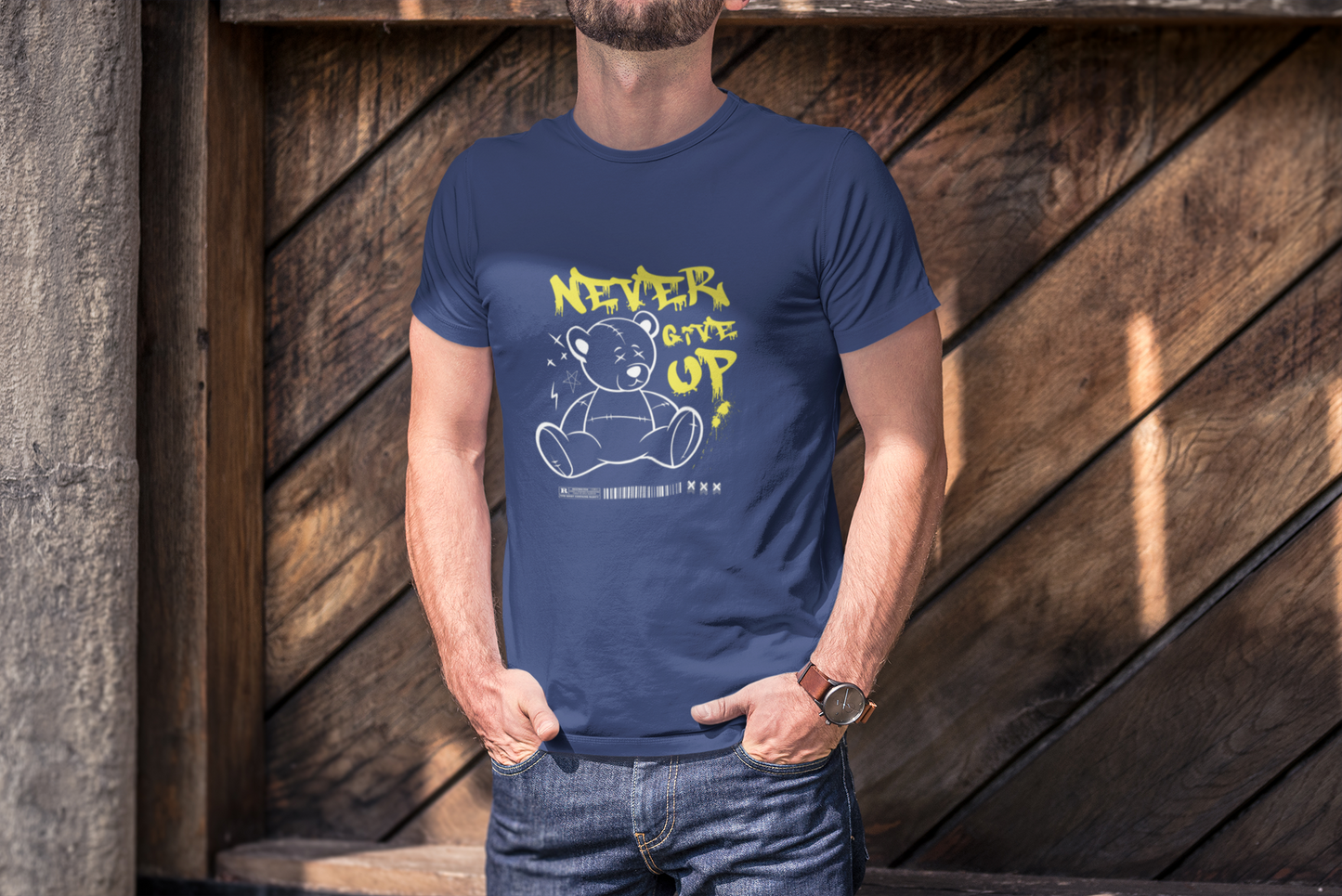 Regular Men T-Shirts Never Give Up