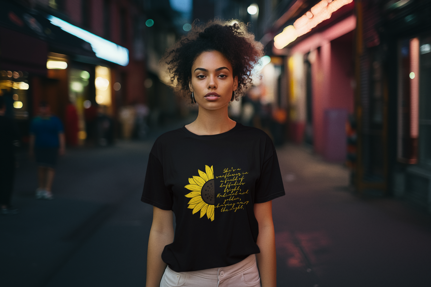 Regular Women T-Shirts Half Sunflower