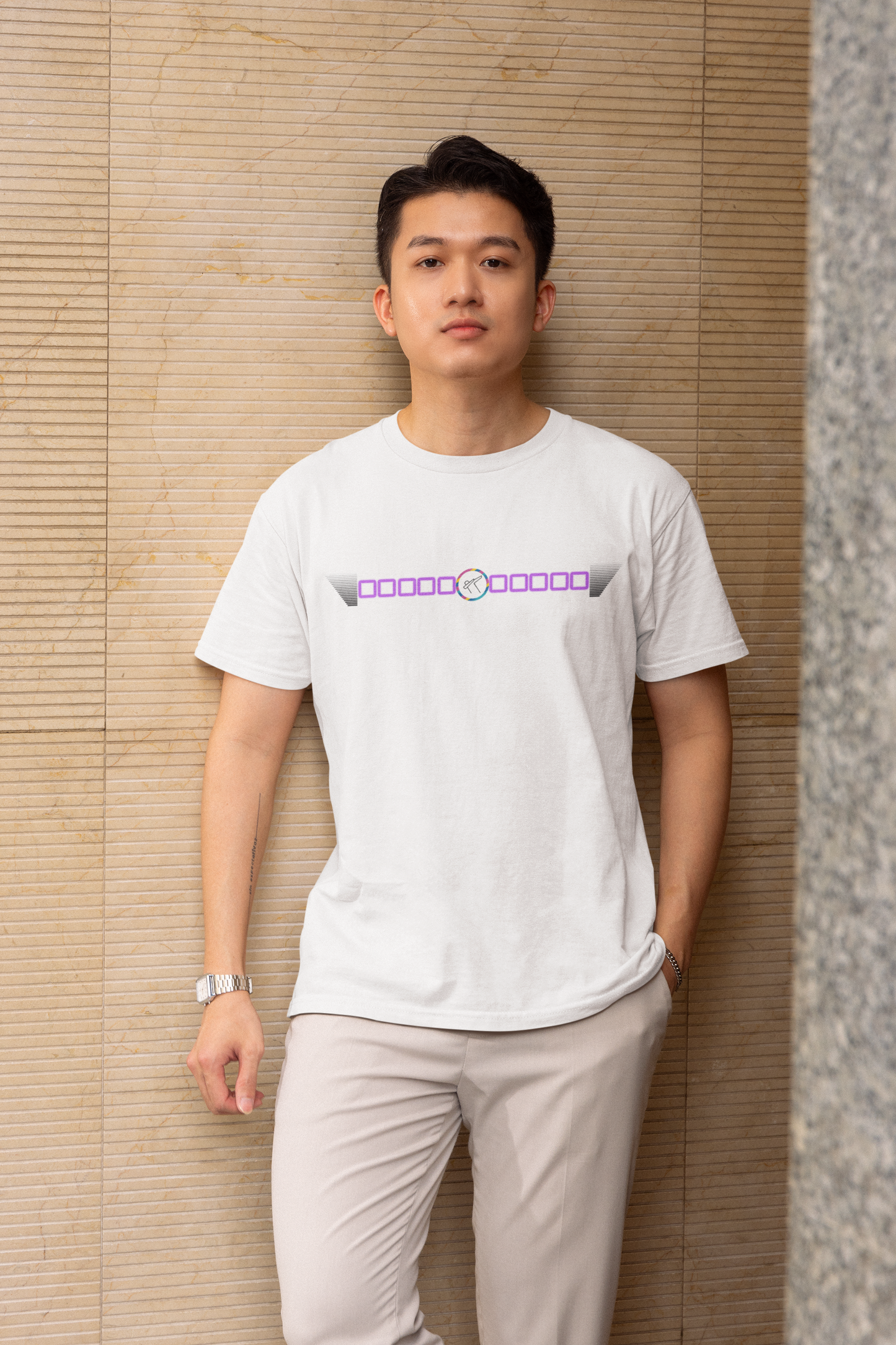 Regular Men T-Shirts Swag Square Line