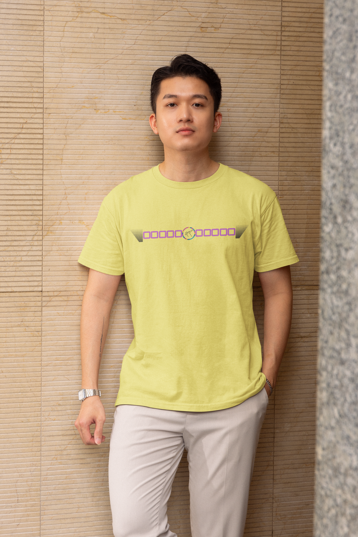 Regular Men T-Shirts Swag Square Line