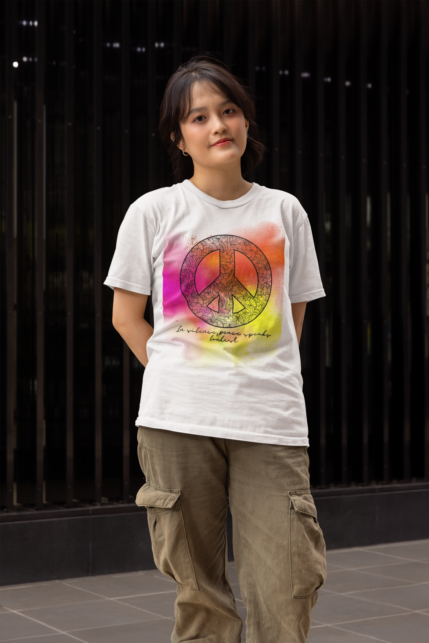 Regular Women T-Shirt Peace Speaks Loudest